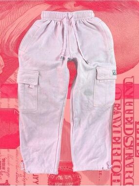 pro club light baby pink cargo wide leg sweatpants